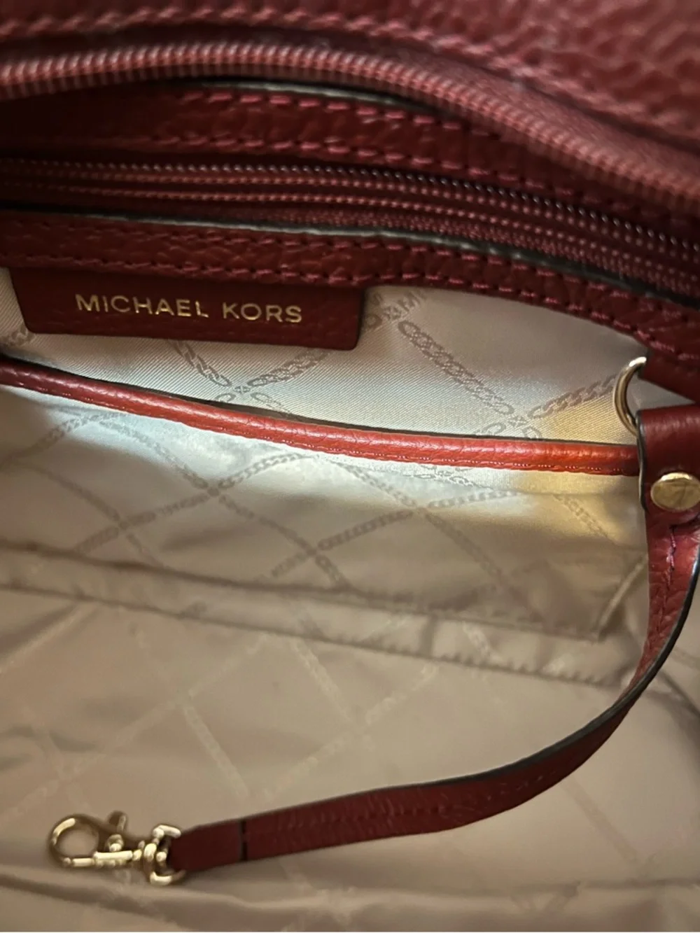 Michael Kors Burnt Red Leather Tote with Beige Handles - Picture 5 of 5